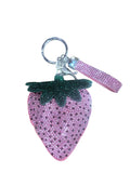 Original hot-selling korean velvet diamond-encrusted strawberry bag pendant hot diamond two-color keychain car pendant
