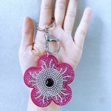5-petal flower hot diamond keychain korean velvet classy bag pendant ultra-light leather luggage accessories