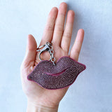Cross-border hot selling sexy red lips diamond-encrusted women's bag pendant fashion korean velvet hot diamond two-color diamond keychain