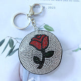 Cross-border in stock rose keychain korean velvet hot diamond bag hanger elegance romantic style key chain