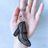 Fashionable rhinestone-embellished high heel charm keychain - korean velvet hotfix jewelry, women's bag accessory gift, cross-border e-commerce