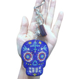 Halloween hot-selling skull keychain with rhinestone accents - spooky themed bag charm, korean velvet hotfix rhinestone holiday gift