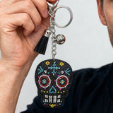 Cross-border hot-selling diamond-encrusted skull keychain fashion tassel bag pendant halloween creative jewelry