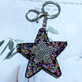 Korean velvet rainbow star keychain - rainbow hotfix rhinestone, candy color bag charm
