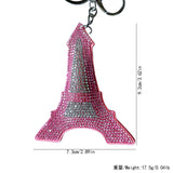 Cross-border hot-selling korean velvet diamond-encrusted eiffel tower keychain bag hanging fashion hot diamond luggage pendant