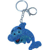 Korean velvet hotfix rhinestone ocean series keychain - dolphin, whale, starfish, goldfish bag charm - cute animal accessories