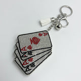 Hot diamond playing card keychain diamond tassel pendant small fragrant bag car accessories pendant