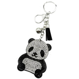 Diamond-studded panda keychain - european & american style tassel metal charm - bag accessory creative cartoon ornament