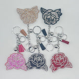 New diamond-studded rose keychain fashion bag charm tassel metal creative accessory - hot seller for cross-border e-commerce