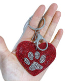Aliexpress export two-color heart bear paw keychain korean velvet hot diamond keychain tassel bag pendant wholesale