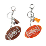 Hotfix rhinestone football keychain with diamond tassel charm - sporty bag accessory, cross-border hot seller