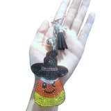 Cross-border hot-selling korean velvet diamond-encrusted keychain halloween red lip ghost bat stylish bag accessories holiday gifts