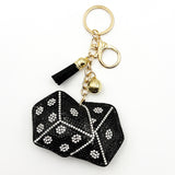 New arrival diamond-encrusted dice keychain fashion tassel metal bag pendant cross-border hot-selling creative accessories