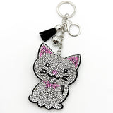 Diamond-studded cat keychain - european & american style tassel metal charm - bag accessory - cross-border hot seller