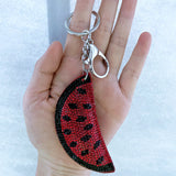 Cross-border fruit watermelon bag accessories korean velvet hot diamond car hanging accessories diamond-encrusted cotton velvet keychain