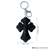 Korean velvet cross hot diamond keychain, retro religious style jewelry, punk luggage hanging chain, cross-border exclusive supply