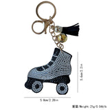 Creative hotfix rhinestone korean velvet ice skate keychain - roller skate sporty fashion bag charm