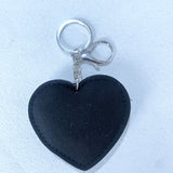 Korean velvet striped heart bag charm - vintage aesthetic keychain for autumn/winter
