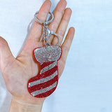 Korean velvet rhinestone christmas series: christmas stocking keychain, bag charm, car ornament - creative gift