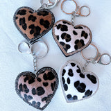 Trendy leopard print heart bag accessories for autumn and winter - korean velvet fashion keychain pendant car key chain accessories