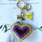 Cross-border korean velvet heart rhinestone keychain - valentine's day gift, bag charm, couple/bff gift