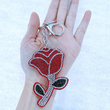 Korean velvet rhinestone rose keychain - romantic gift for couples & best friends - perfect for bags & backpacks