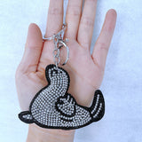 Animal series keychains: korean velvet hotfix rhinestone cat, dog, leopard, snake, lizard - multiple styles for bag accessories