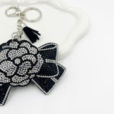Korean velvet keychain small fragrant style diamond-encrusted rose keychain pendant women's bag car keychain pendant