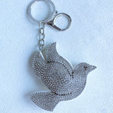 Korean velvet peace dove bag charm - minimalist style accessory for artistic young adults, keychain pendant