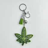 New arrival diamond-encrusted leaf keychain fashion bag pendant tassel metal creative accessories cross-border hot sale
