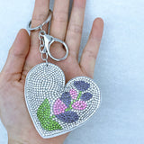 Small fresh flower heart keychain korean velvet hot diamond ultra-light forest style waist chain pants decoration casual luggage pendant