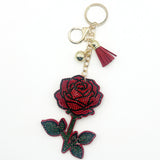 New arrival diamond-encrusted rose keychain fashion tassel bag pendant creative accessories cross-border hot sale