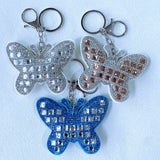 Butterfly keychain, korean velvet hotfix rhinestone bag charm, ultra-light leather full rhinestone accessory, sweater chain jewelry