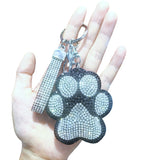 Cute cartoon bear paw keychain korean velvet hotfix rhinestone japanese and korean fashion bag charm car key wallet accessory