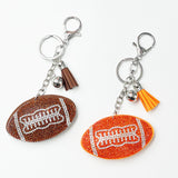 Hotfix rhinestone football keychain with diamond tassel charm - sporty bag accessory, cross-border hot seller