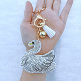 Korean velvet hotfix rhinestone swan keychain - elegant white swan bag accessory, luggage & backpack charm - lightweight & durable