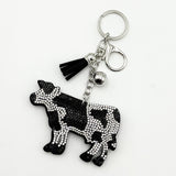 Diamond-studded cow keychain - european & american style tassel metal charm - bag accessory - cross-border hot seller