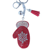 Christmas season hot seller: korean velvet rhinestone glove keychain - christmas gift theme bag charm, winter holiday gift
