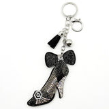 Diamond-studded high heel keychain - european & american style tassel metal charm - bag accessory - cross-border hot seller