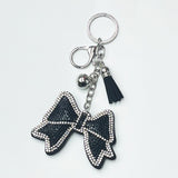 New arrival diamond-encrusted bows keychain fashion tassel metal bag pendant cross-border hot-selling model