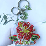Flower korean velvet hot diamond keychain cross-border wholesale narcissus leather full diamond soft bag jewelry pendant