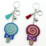 Diamond-studded lollipop keychain - european & american style tassel metal charm - bag accessory - cross-border hot seller