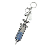 Diamond-studded syringe keychain - a stylish tassel charm, perfect for healthcare professionals and a hot-selling cross-border gift