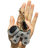 Wholesale foreign trade jewelry velvet tassel rhinestone keychain cute dog small size student backpack charm - direct from the manufacturer