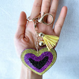 Cross-border korean velvet heart rhinestone keychain - valentine's day gift, bag charm, couple/bff gift