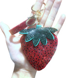 Original hot-selling korean velvet diamond-encrusted strawberry bag pendant hot diamond two-color keychain car pendant
