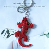 Cross-border hot-selling red lizard keychain korean velvet hot diamond exotic pet luggage hanging accessories stylish pants chain accessories