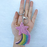 Colorful five-pointed star keychain korean velvet candy color hot diamond casual rainbow luggage accessories