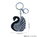 Swan hotfix rhinestone keychain, korean velvet rhinestone pendant, elegant and sophisticated style bag charm, lightweight and durable