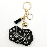 New arrival diamond-encrusted dice keychain fashion tassel metal bag pendant cross-border hot-selling creative accessories